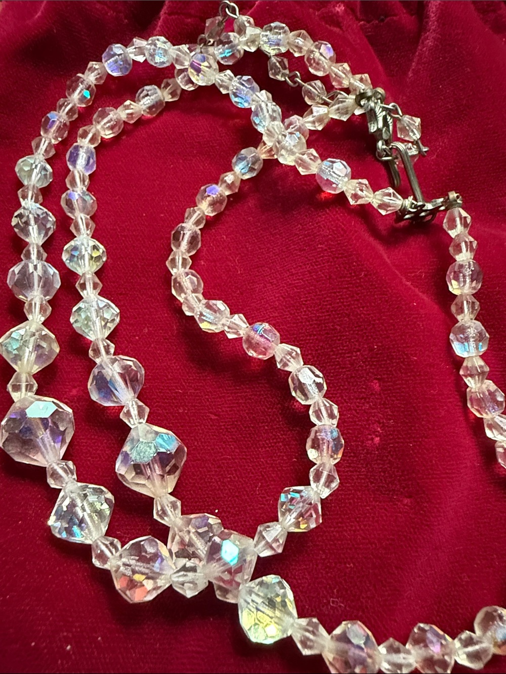 Crystal Aurora Borealis Bead Necklace - Clear